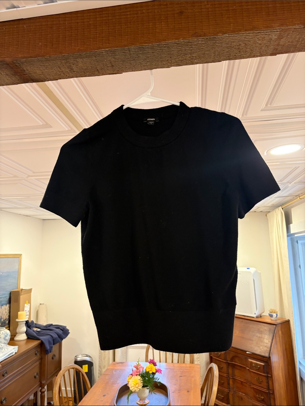 Express Black Short-Sleeve Knit Tee - Women's